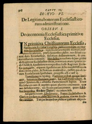 Sectio VI. De Legitima bonorum Ecclesiasticorum administratione