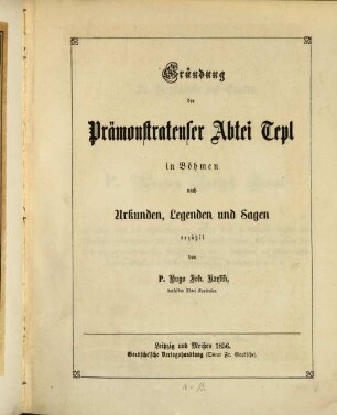 Gründung der Prämonstratenser-Abtei Tepl in Böhmen