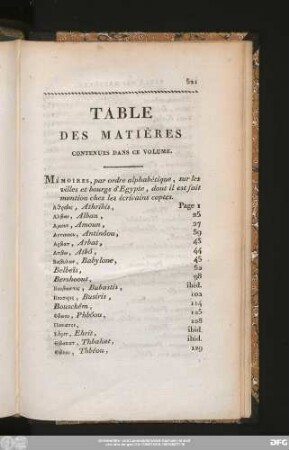 Table Des Matières Contenues Dans Ce Volume.