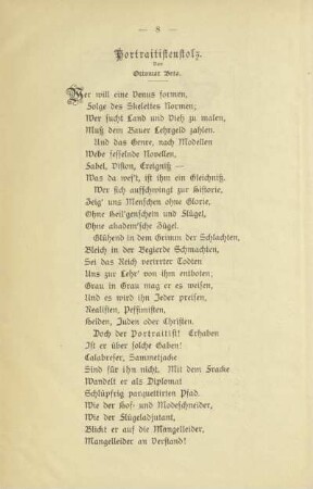 Portraitistenstolz. Von Ottomar Beta