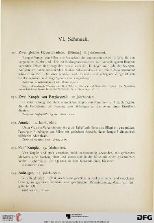VI. Schmuck (Nr. 230-306)