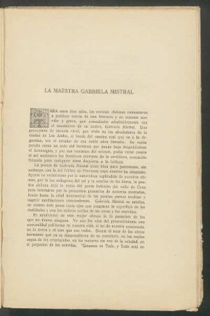 La Maestra Gabriela Mistral