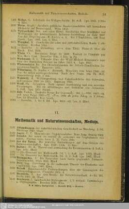 VI. Mathematik und Naturwissenschaften, Medicin
