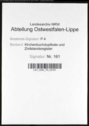 Zivilstandsregister der Stadt Kamen (G 1813). (Gemeinde: Kamen, Kreis Unna)