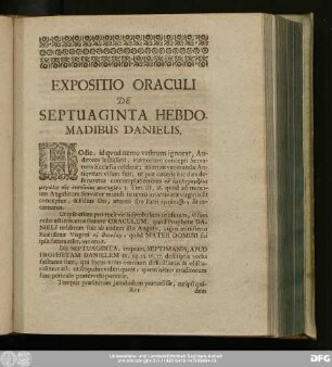 Expositio Oraculi De Septuaginta Hebdomadibus Danielis.