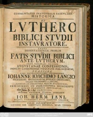 Dissertatio 1: De Fatis Stvdii Biblici Ante Lvthervm