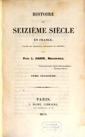 Histoire du seizième siècle en France, 3