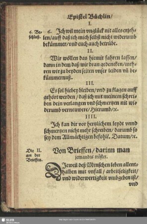 Die II. art der Brieffen. Von Brieffen, darinn man jemandts tröstet