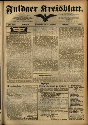 Zweite Ausgabe vom Samstag, den 23. November 1907.