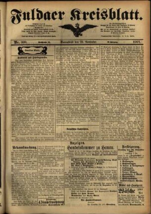 Zweite Ausgabe vom Samstag, den 23. November 1907.