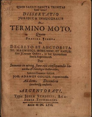 Diss. iur. inaug. de termino moto