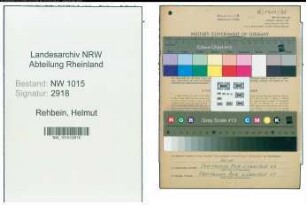 Entnazifizierung Helmut Rehbein , geb. 22.07.1911 (Mechaniker)