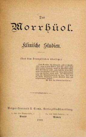 Das Morrhüol : klinische Studien