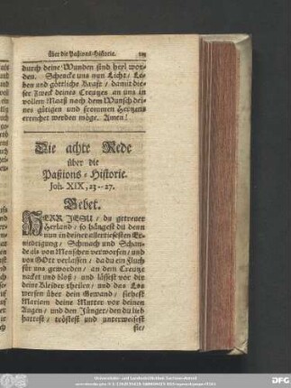 Die achte Rede über die Paßions-Historie. Ioh. XIX, 23. - 27.