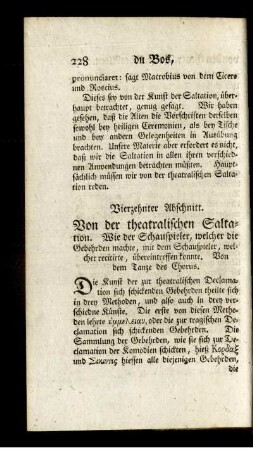 Vierzehnter Abschnitt. Von der theatralischen Saltation