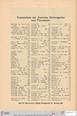 Verzeichnis der Autoren, Herausgeber und Übersetzer