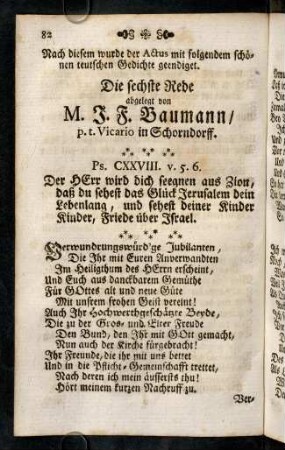 82-87, Die sechste Rede...