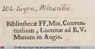 Exlibris der Bibliothek der Minoriten in Luzern
