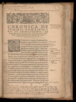 Chronica de summis Pontificibus et Imperatoribus, ...