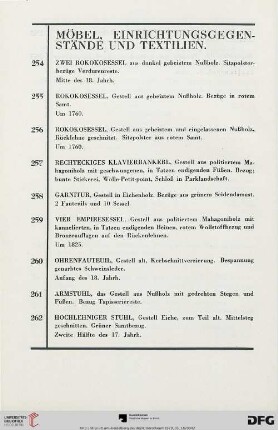 Möbel, Einrichtungsgegenstände und Textilien (Nr. 254-327)