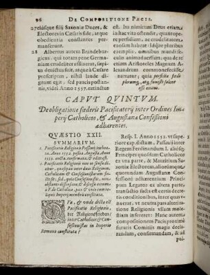 Caput Quintum. De obligatione foederis Pacificatorii inter Ordines Imperii Catholicos, & Augustanae Confeßioni adhaerentes.