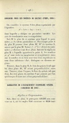 Concours pour les bourses de licence (Paris, 1886).