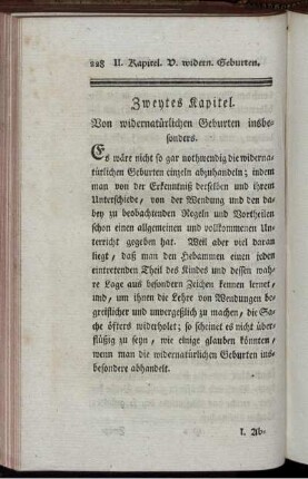 Zweytes Kapitel. Von widernatürlichen Geburten insbesonders.