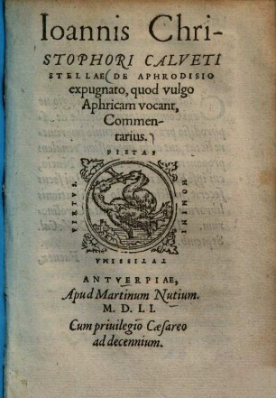 De Aphrodisio expugnato, quod vulgo Aphricam vocant, commentarius