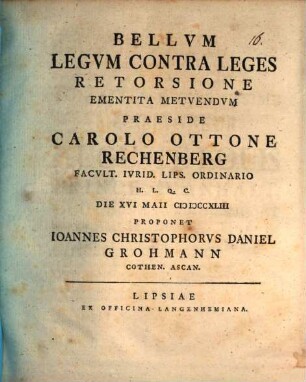 Bellum legum contra leges retorsione ementita metuendum
