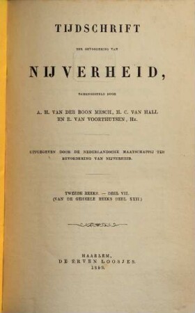 Tijdschrift ter bevordering van nijverheid. 22,1. 1859 = Reeks 2, Deel 7