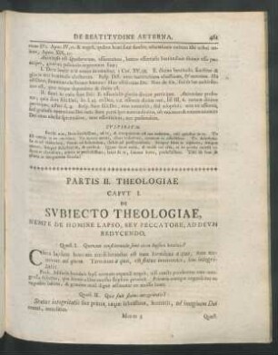 Partis II. Theologiae Caput I.