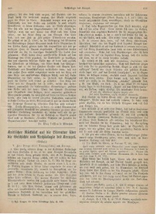 449-453 Kritischer Rückblick auf die Literatur über die Geschichte und Archäologie des Kreuzes : Schluß