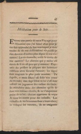 Méditation pour le Soir.