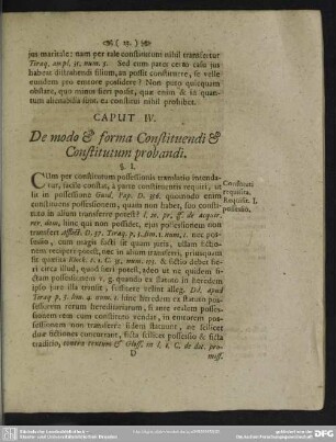 Caput IV. De modo & forma Constituendi & Constitutum probandi