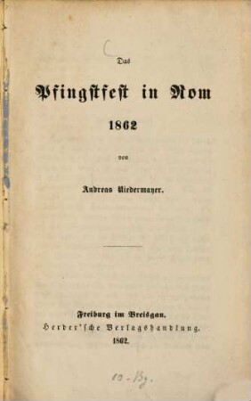 Das Pfingstfest in Rom 1862