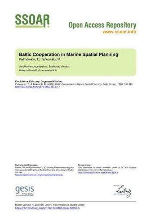 Baltic Cooperation in Marine Spatial Planning