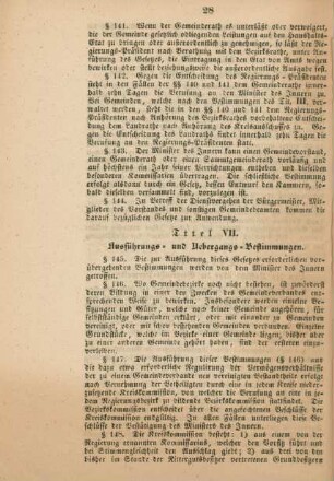 Titel VII. Ausführungs- und Uebergangs-Bestimmungen