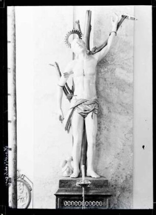 Pfarrkirche; Heiliger Sebastian um 1800, Holzplastik
