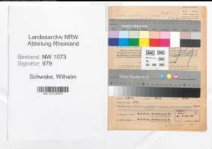 Entnazifizierung Wilhelm Schwake , geb. 15.07.1888 (Verwaltungsinspektor)