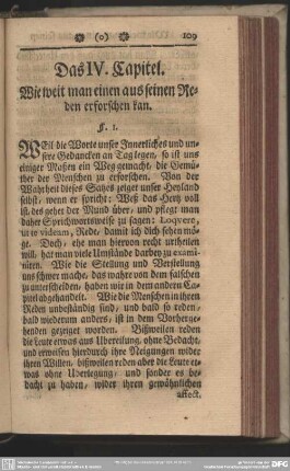 Das IV. Capitel. Wie weit man einen aus seinen Reden erforschen kan