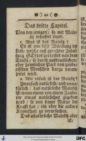 Das dritte Capitel. Von den jenigen, so mit Malefitz behafftet seynd.