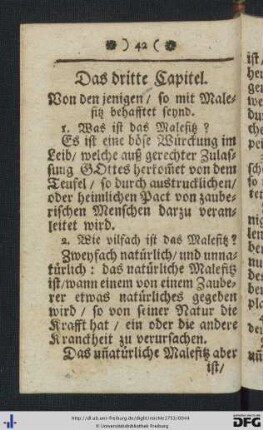 Das dritte Capitel. Von den jenigen, so mit Malefitz behafftet seynd.