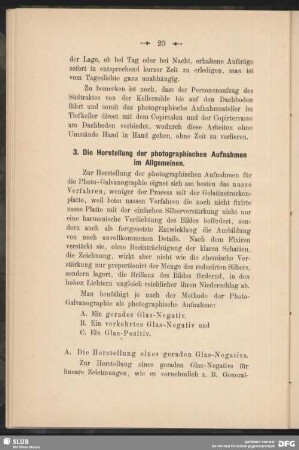 A. Die Herstellung eines geraden Glas-Negativs