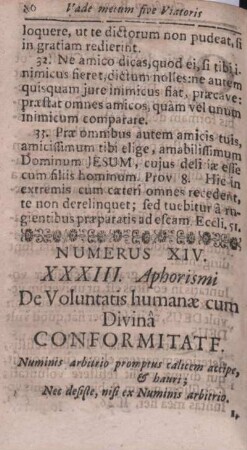 Numerus XIV. XXXIII. Aphorismi De Voluntatis humanae cum Divina Conformitate.