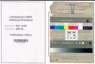 Entnazifizierung Arthur Hoffmeister , geb. 13.02.1897 (Polizeibeamter)