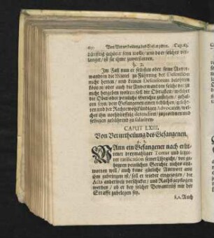 Caput LXIII. Von Verurtheilung des Gefangenen.