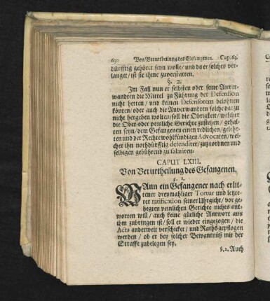 Caput LXIII. Von Verurtheilung des Gefangenen.
