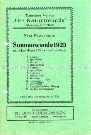 Programm einer Sonnenwend-Feier