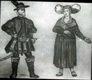 Eiderstedter Ehepaar in Tracht