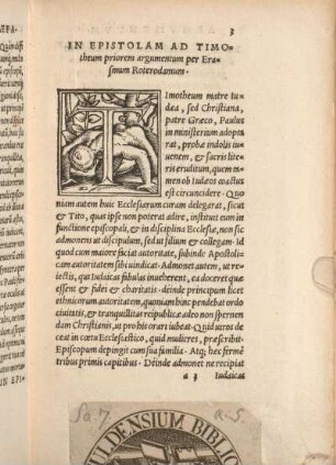 In Epistolam Ad Timotheum priorem argumentum Per Erasmum Roterodamum.